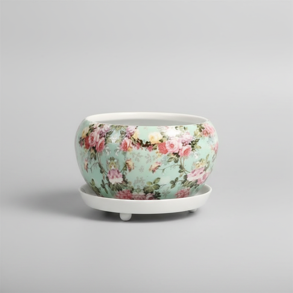 Designer Metal Pot with Attached Tray