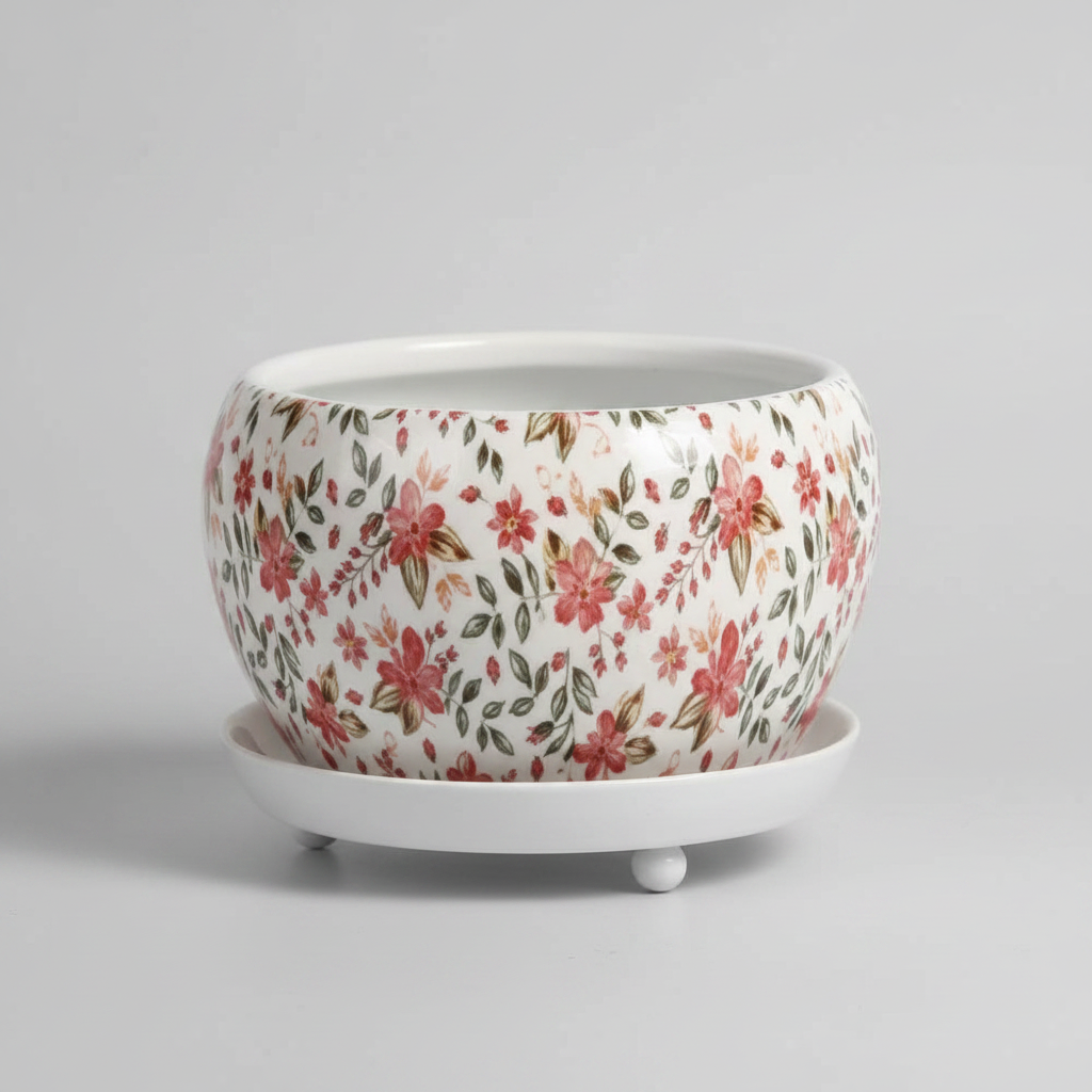 Designer Metal Pot with Attached Tray
