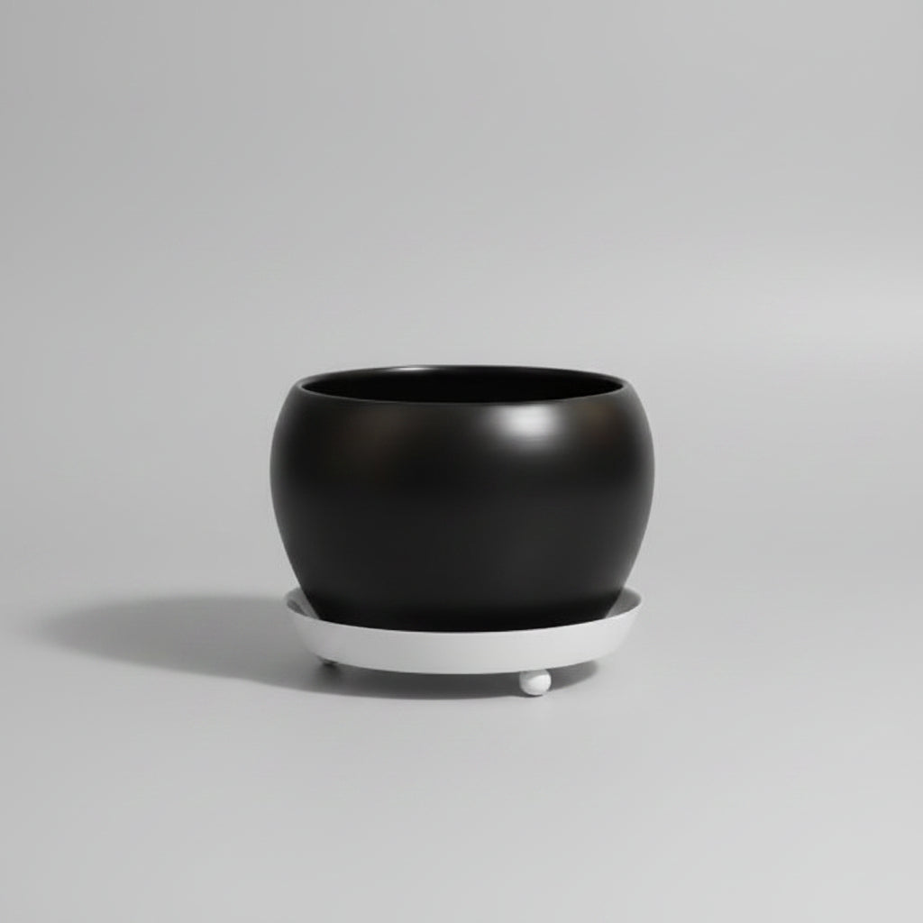 Designer Metal Pot with Attached Tray