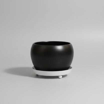 Designer Metal Pot with Attached Tray