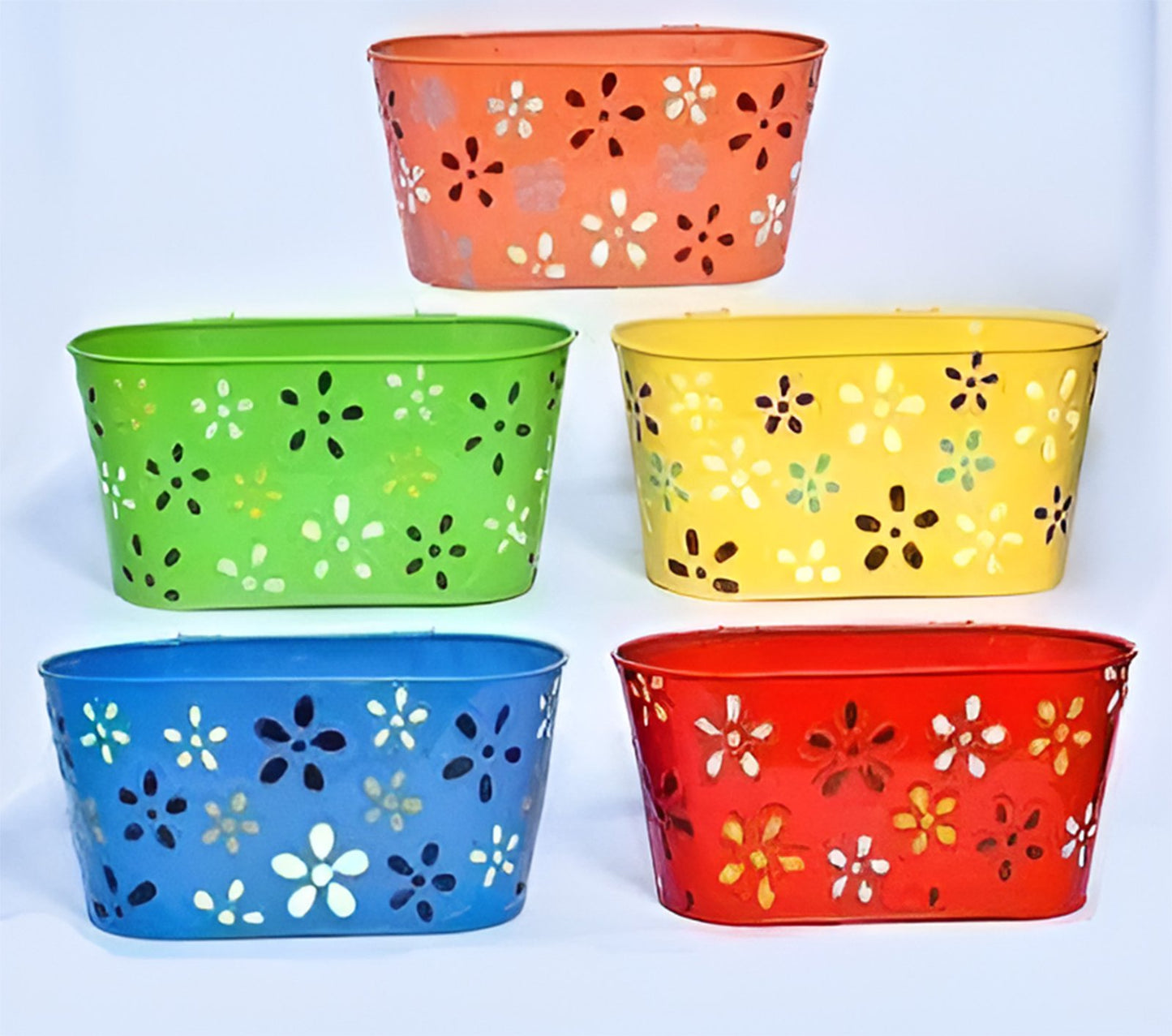 Iron Oval Pot – Decorative Multicolor Planter