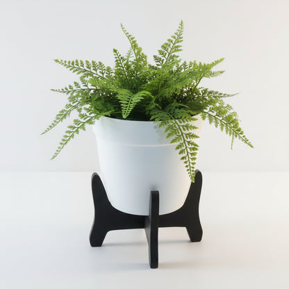 Decorative Metal Pot with Wooden Stand – Minimalist Indoor Planter