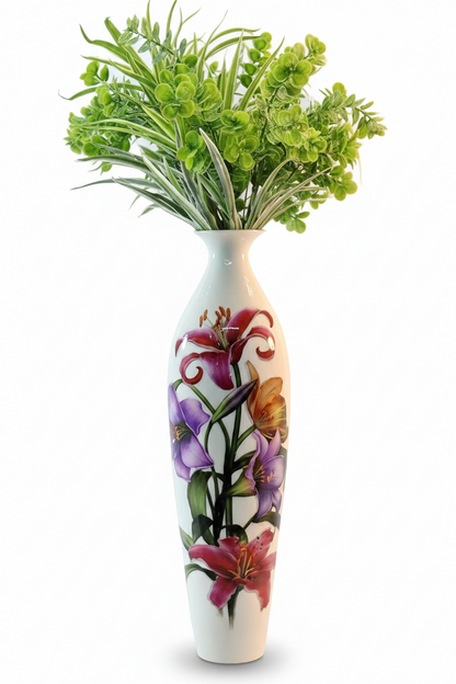 Glorious White Marble Ceramic Style Metal Vase – Decor for Home And Garden 7.87″ x 24.80″