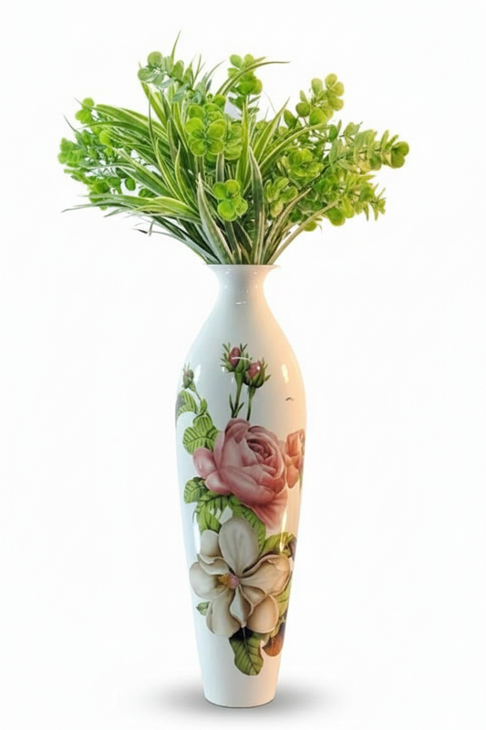 Glorious White Marble Ceramic Style Metal Vase – Decor for Home And Garden 7.87″ x 24.80″