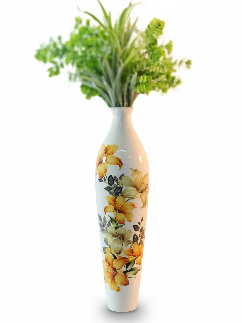 Glorious White Marble Ceramic Style Metal Vase – Decor for Home And Garden 7.87″ x 24.80″