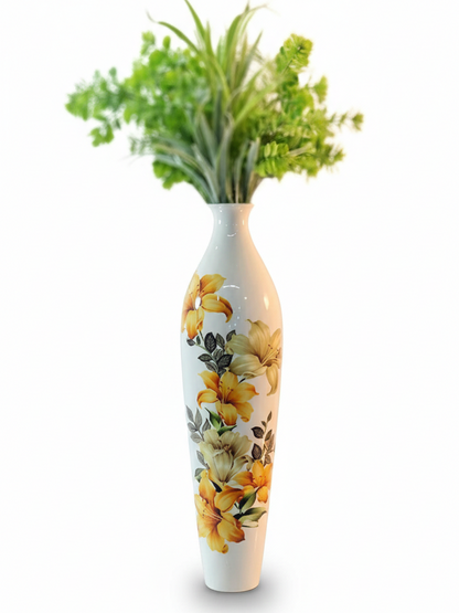 Glorious White Marble Ceramic Style Metal Vase – Decor for Home And Garden 7.87″ x 24.80″