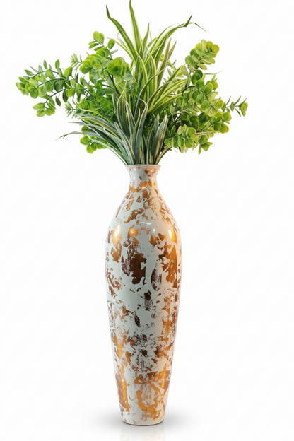 Glorious White Marble Ceramic Style Metal Vase – Decor for Home And Garden 7.87″ x 24.80″