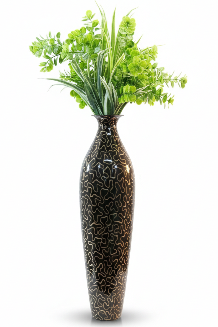 Glorious White Marble Ceramic Style Metal Vase – Decor for Home And Garden 7.87″ x 24.80″