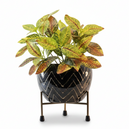 Elevated Round Iron Planter with Stand
