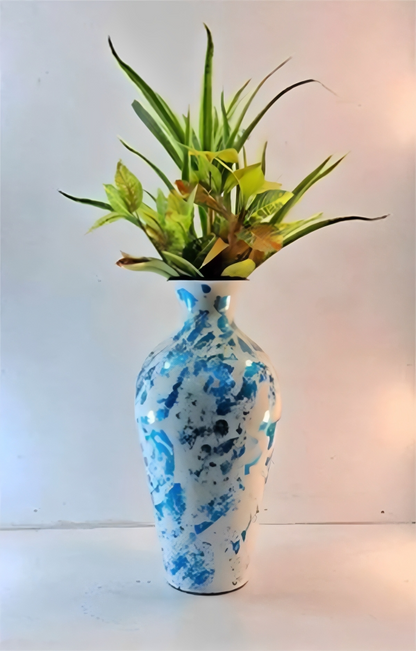 Tall Handcrafted Metal Vase – Abstract