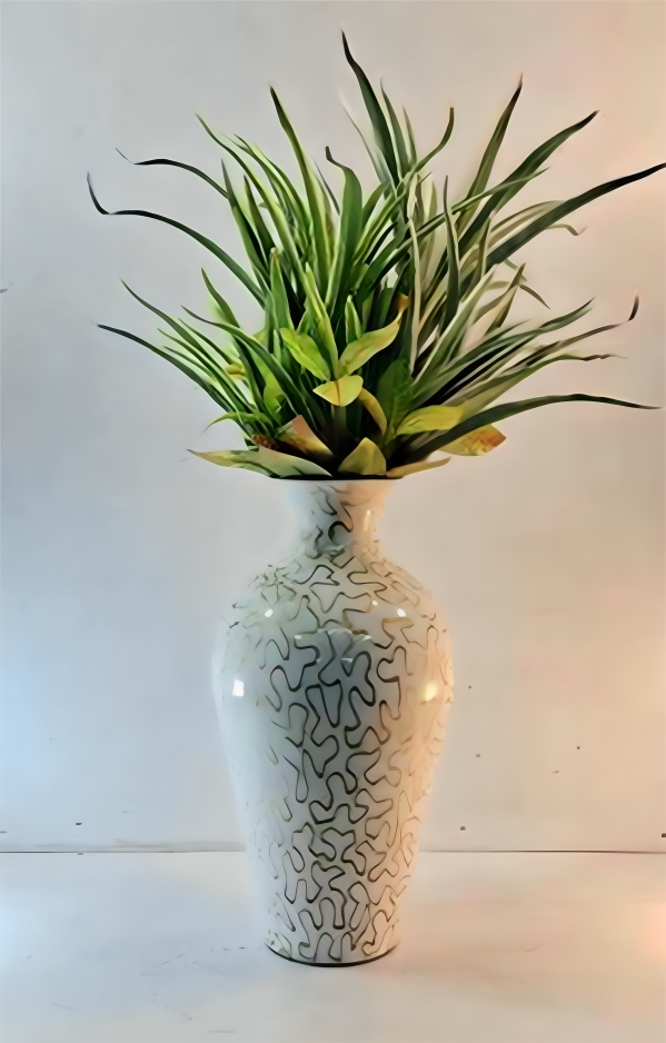 Tall Handcrafted Metal Vase – Abstract