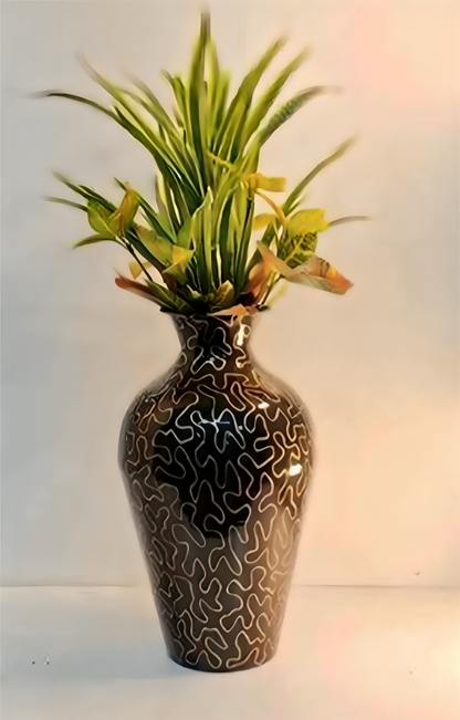 Tall Handcrafted Metal Vase – Abstract