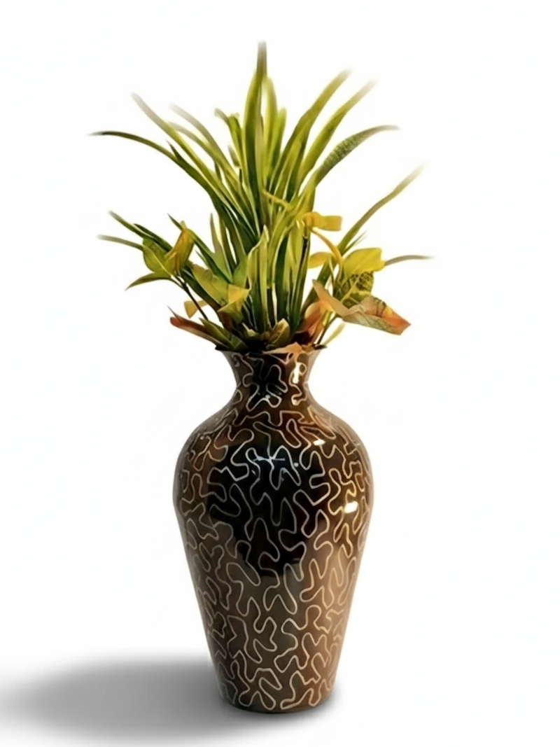Tall Handcrafted Metal Vase – Abstract