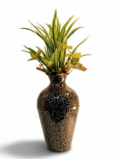 Tall Handcrafted Metal Vase – Abstract
