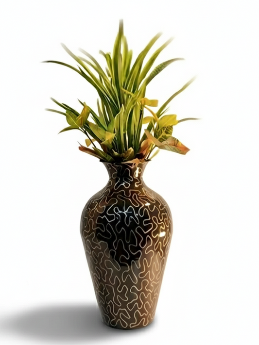 Tall Handcrafted Metal Vase – Abstract