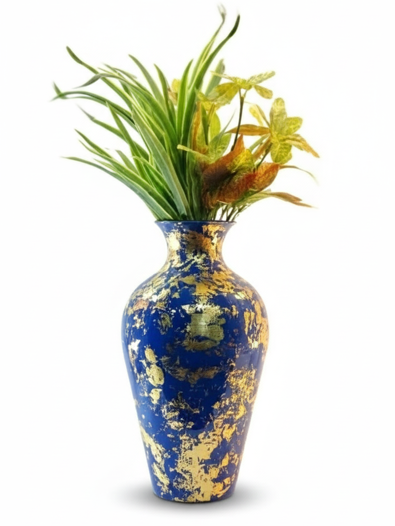 Tall Handcrafted Metal Vase – Abstract