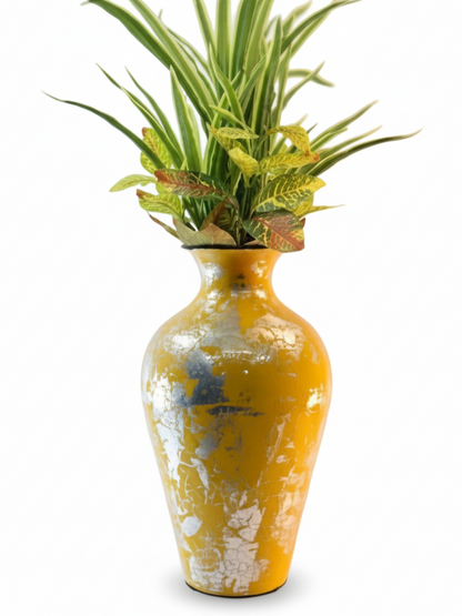 Tall Handcrafted Metal Vase – Abstract