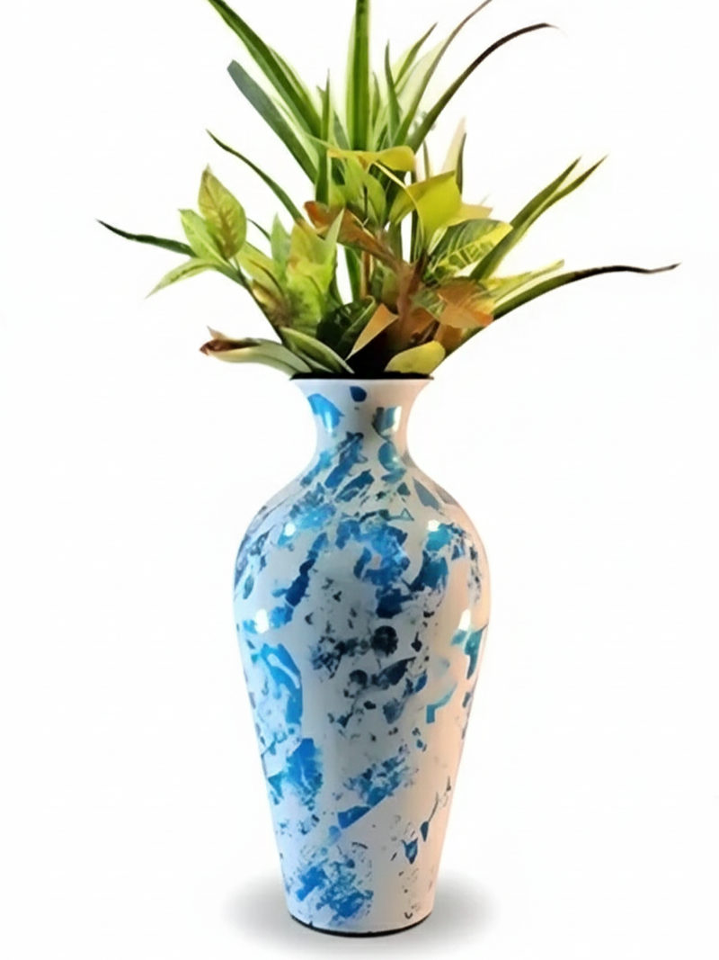 Tall Handcrafted Metal Vase – Abstract