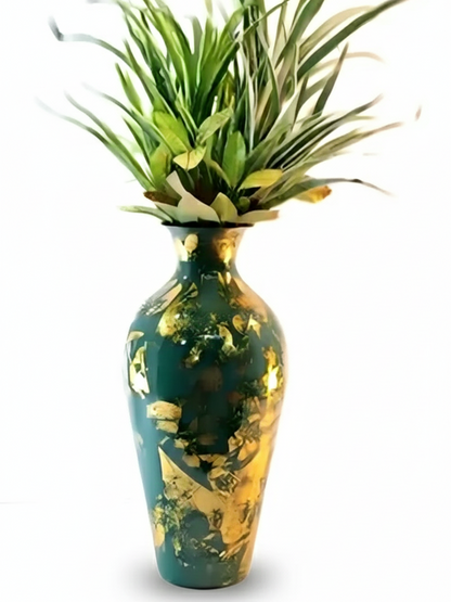 Tall Handcrafted Metal Vase – Abstract