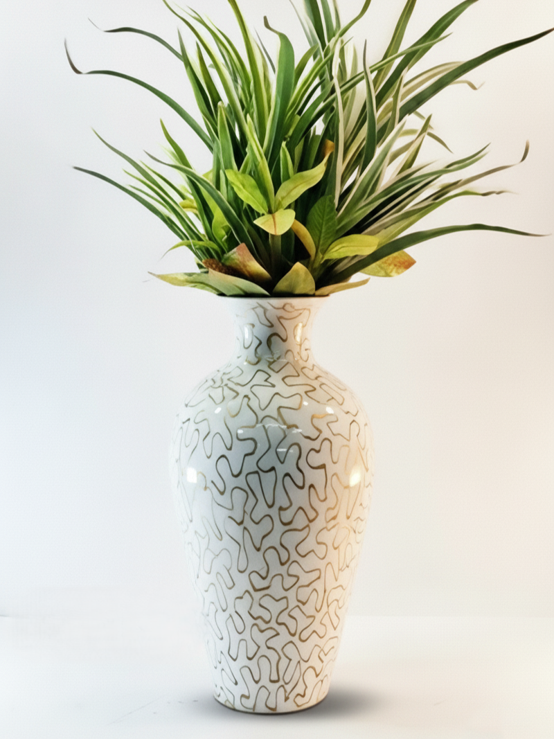 Tall Handcrafted Metal Vase – Abstract
