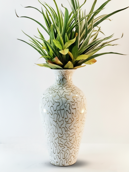 Tall Handcrafted Metal Vase – Abstract