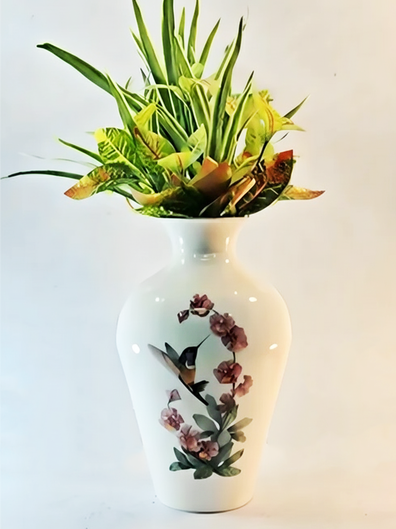 Tall Handcrafted Metal Vase – Abstract