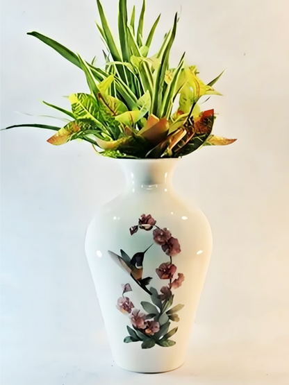 Tall Handcrafted Metal Vase – Abstract