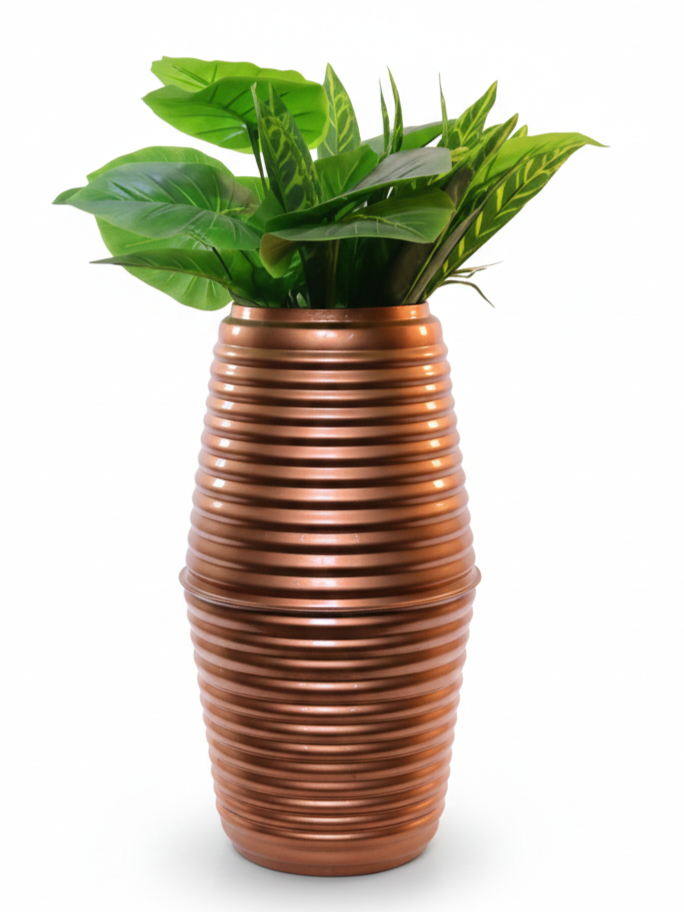 Tall Ridged Cylinder Planter 20 Inch Modern Pot