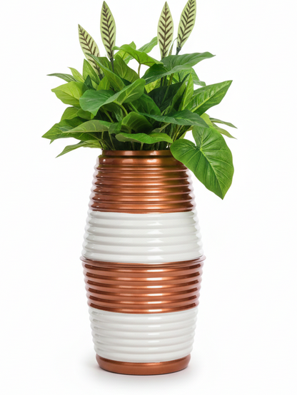 Tall Ridged Cylinder Planter 20 Inch Modern Pot