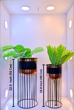 Modern Tiered Plant Stands with Cylindrical Planters Set of 2
