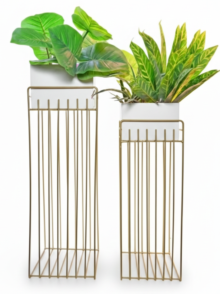 Modern Rectangular Banded Planter Set of 2 – Stylish Planters