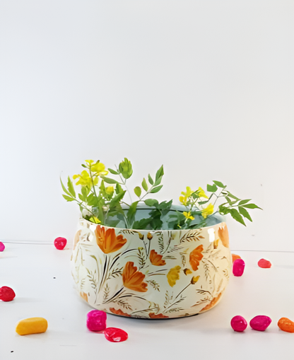 Decorative Round Metal Planter Bowl