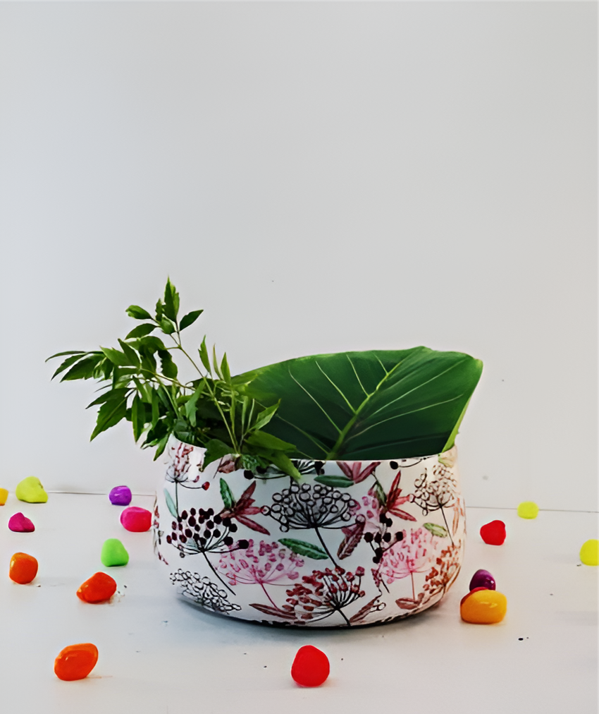 Decorative Round Metal Planter Bowl