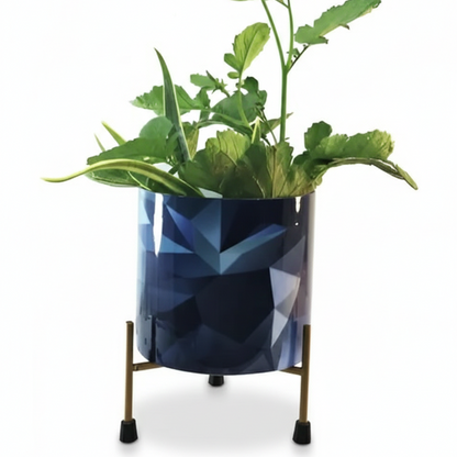 Decorative Printed Metal Planter with Stand