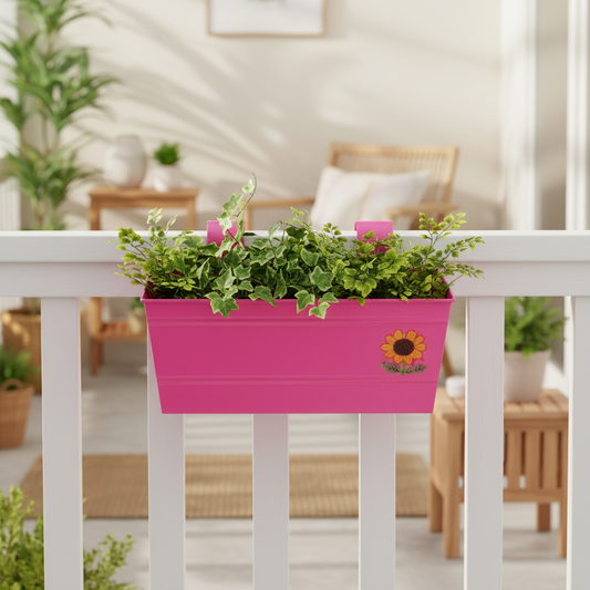 Metal Double Hanging Pot – Balcony Railing Planter