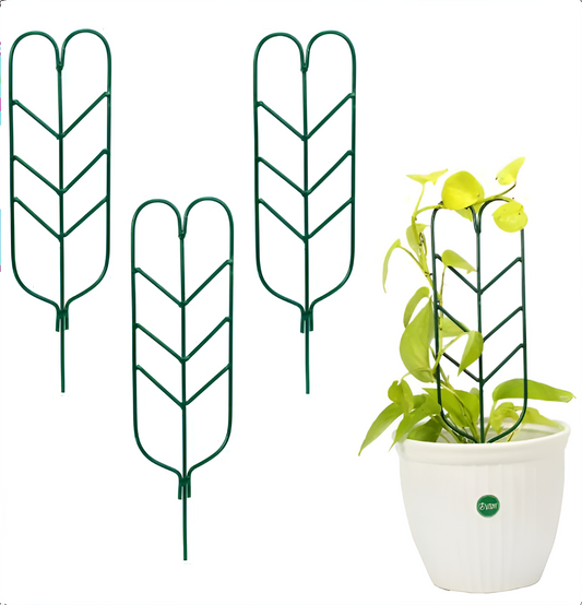 Leaf-Shaped Metal Trellis Set – Black, Green & Gold (Set of 3)