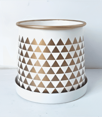 Compact Printed Metal Planter with Base Plate