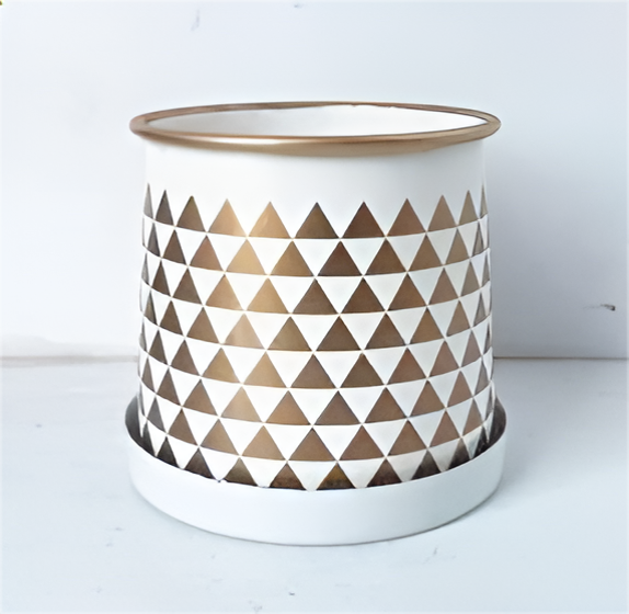 Compact Printed Metal Planter with Base Plate