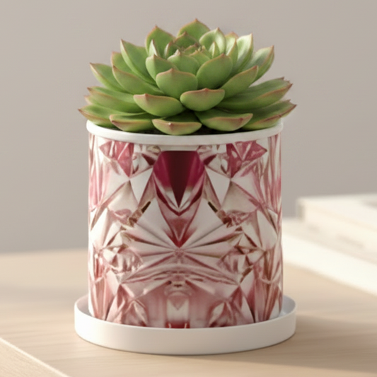 Compact Printed Metal Planter with Base Plate