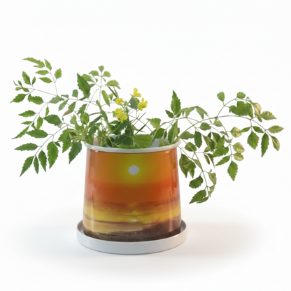 Compact Printed Metal Planter with Base Plate