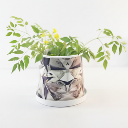 Compact Printed Metal Planter with Base Plate