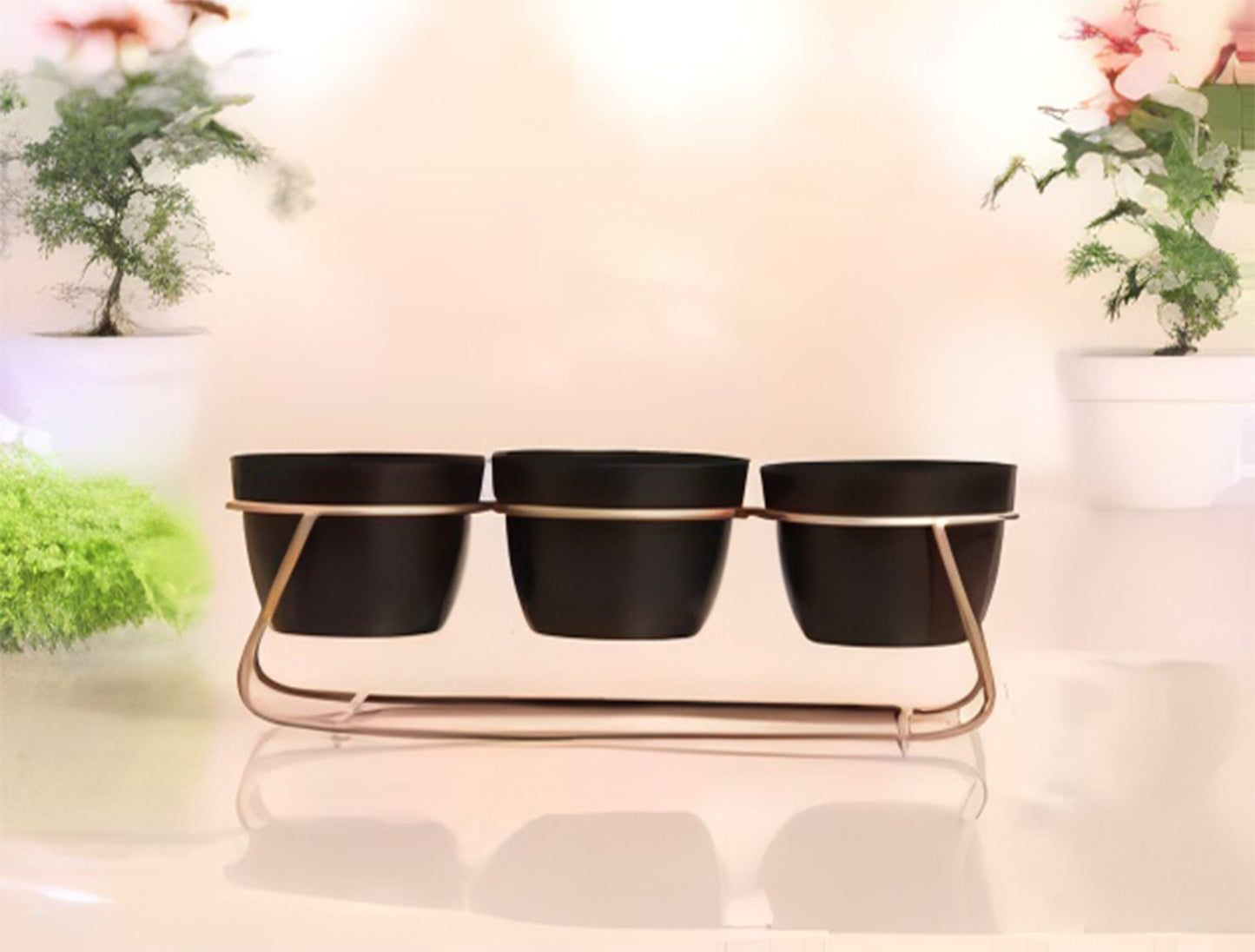 Triple Cylinder Planter Set – Aqua, Red, Gold, Black & White Variants