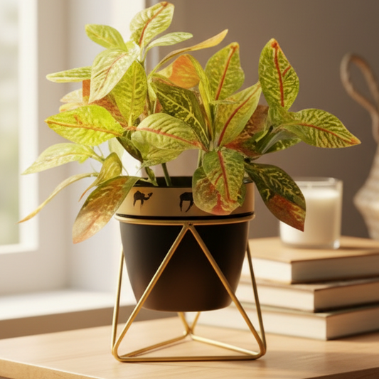 Decorative Camel Print Pot with Stand