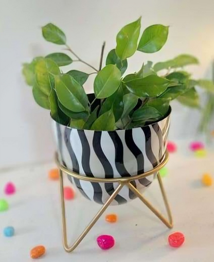 Round Metal Planter with Triangular Stand – Medium Size