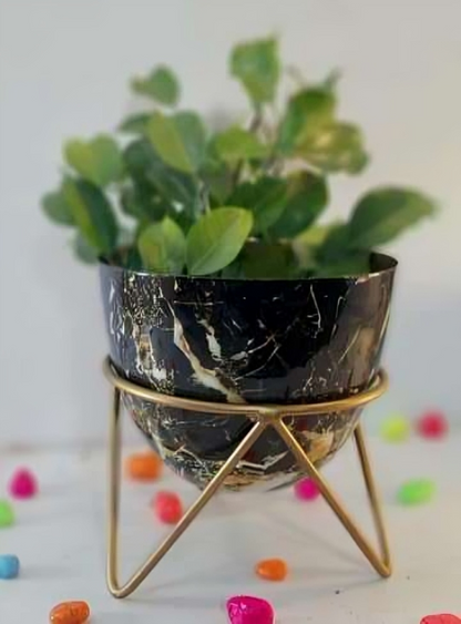 Round Metal Planter with Triangular Stand – Medium Size