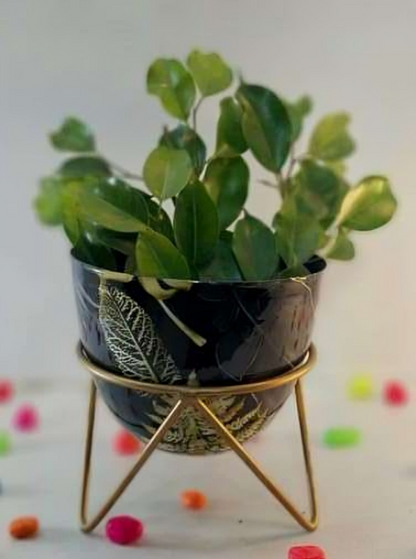 Round Metal Planter with Triangular Stand – Medium Size