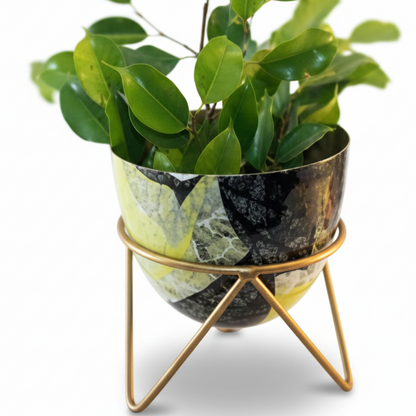 Round Metal Planter with Triangular Stand – Medium Size