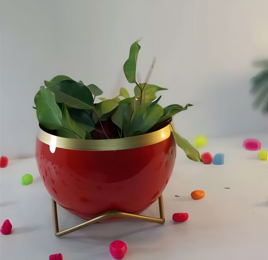 Round Patterned Metal Planter