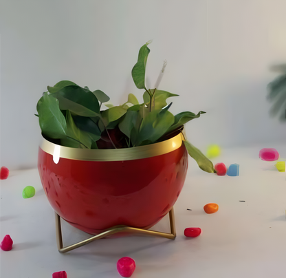Round Patterned Metal Planter