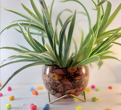 Round Patterned Metal Planter